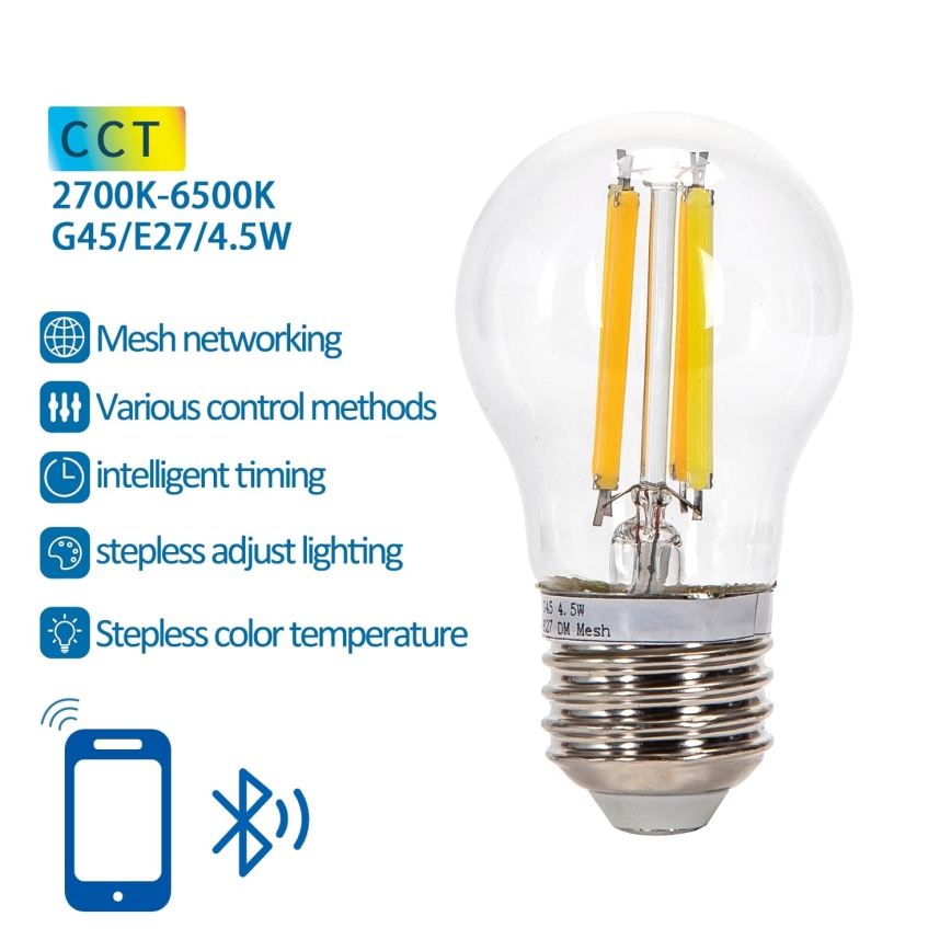 Lampadina LED dimmerabile FILAMENT MESH Smart G45 E27/4,5W/230V 2700-6500K - Aigostar