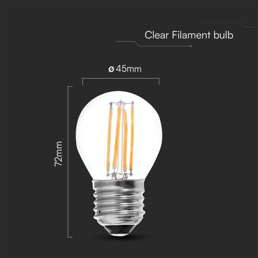 Lampadina LED FILAMENT G45 E27/6W/230V 4000K