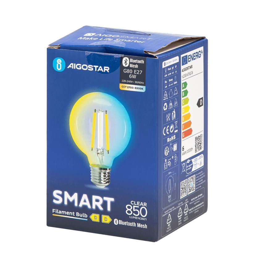 Lampadina LED dimmerabile FILAMENT MESH Smart G80 E27/6W/230V 2700-6500K - Aigostar