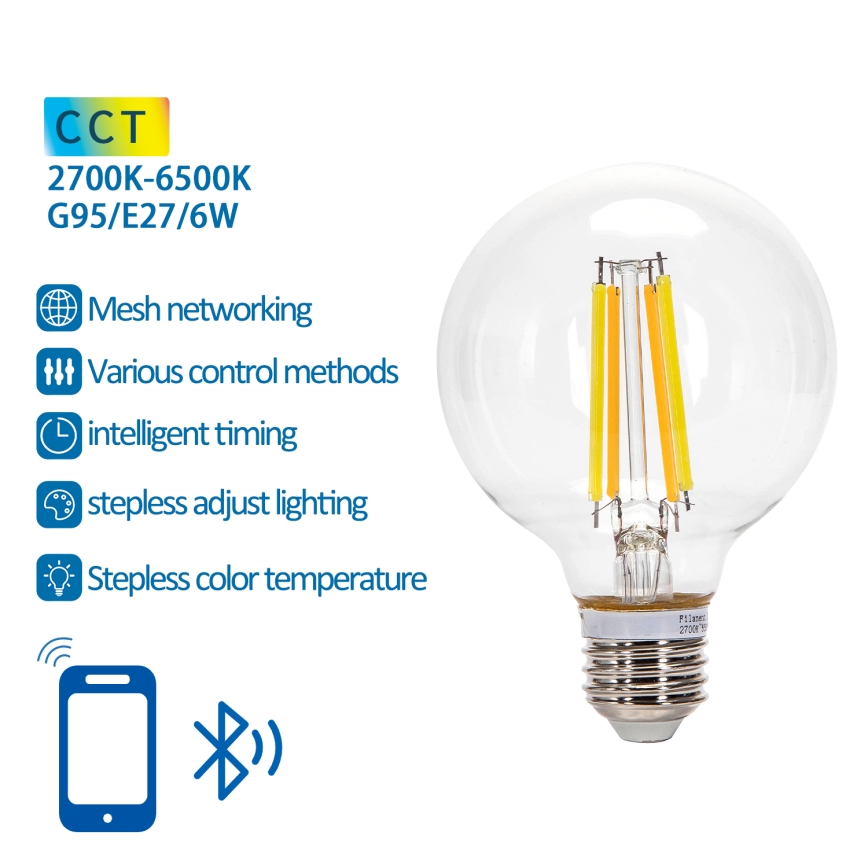 Lampadina LED dimmerabile FILAMENT MESH Smart G95 E27/6W/230V 2700-6500K - Aigostar
