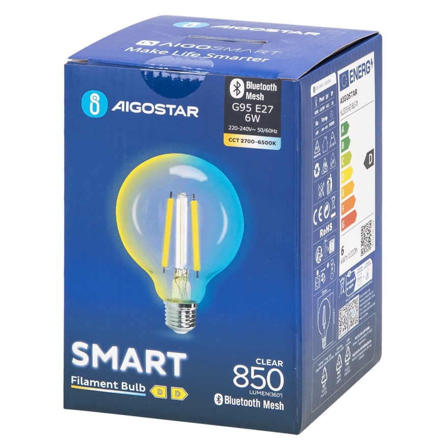 Lampadina LED dimmerabile FILAMENT MESH Smart G95 E27/6W/230V 2700-6500K - Aigostar