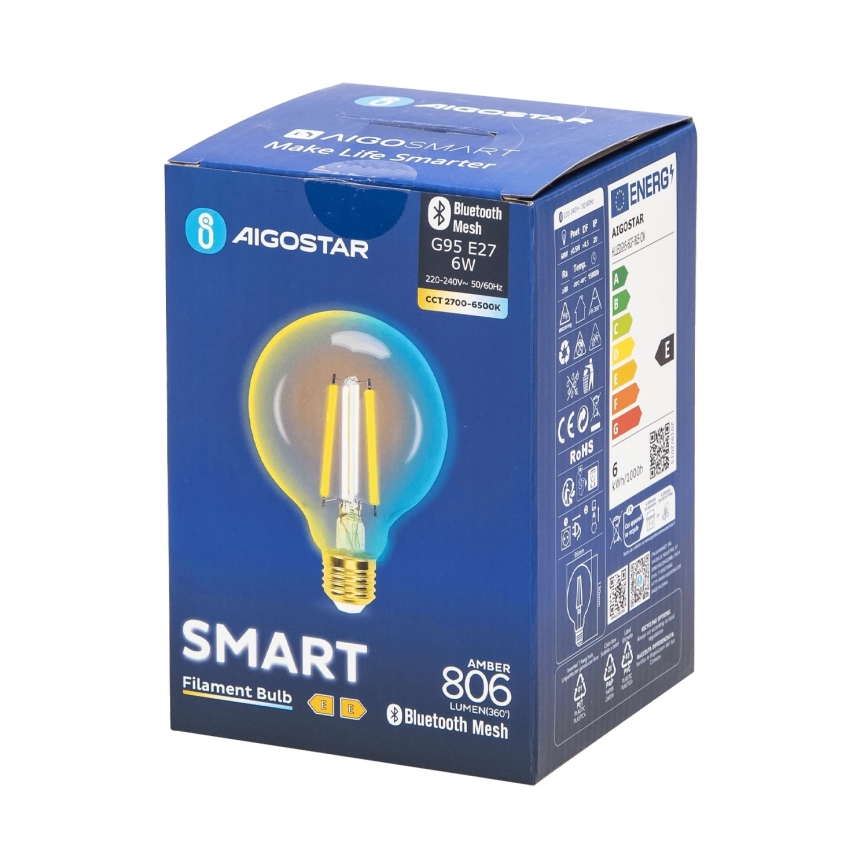 Lampadina LED dimmerabile FILAMENT MESH Smart G95 E27/6W/230V 2700-6500K - Aigostar