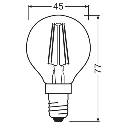 Lampadina LED FILAMENT P40 E14/4W/230V 2700K - Osram