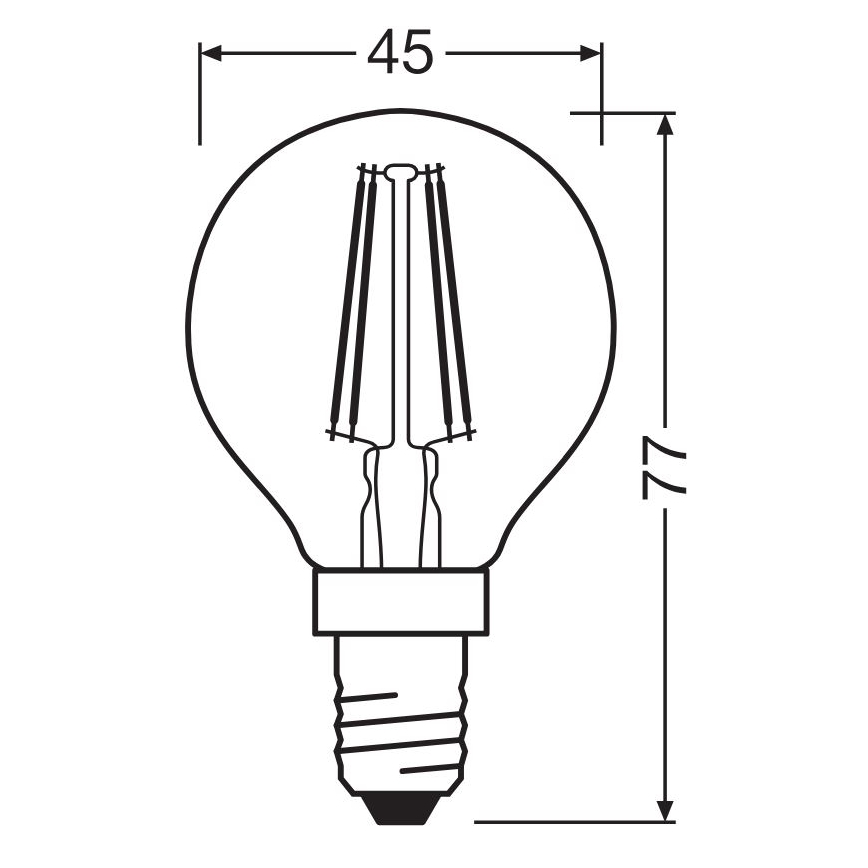 Lampadina LED FILAMENT P40 E14/4W/230V 2700K - Osram