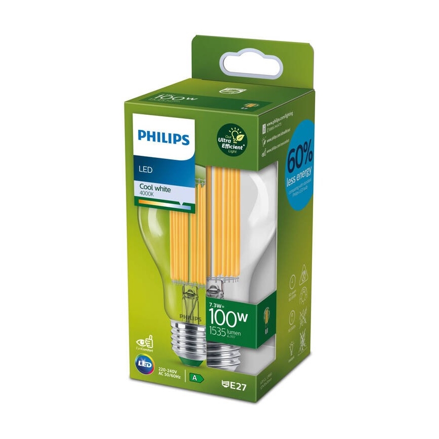 Lampadina LED FILAMENT Philips A60 E27/7,3W/230V 4000K