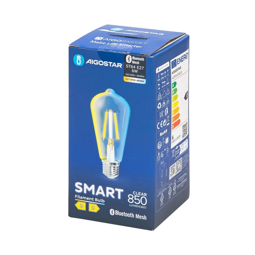 Lampadina LED dimmerabile FILAMENT MESH Smart ST64 E27/6W/230V 2700-6500K - Aigostar