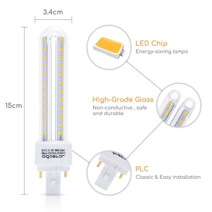Lampadina LED G24D-3/12W/230V 3000K - Aigostar