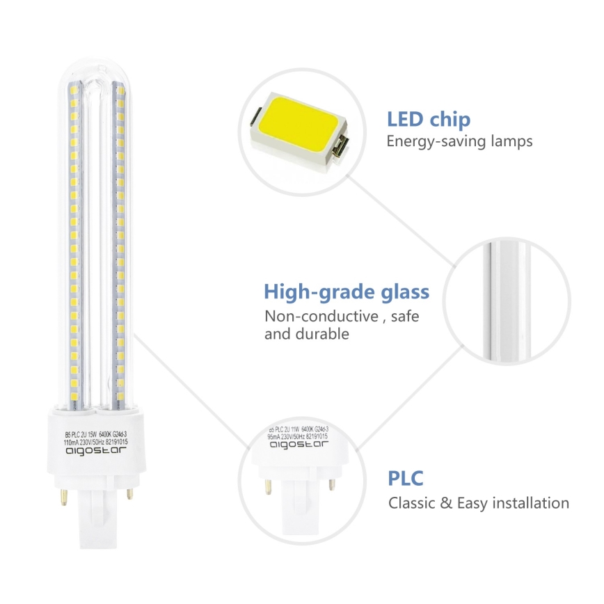 Lampadina LED G24D-3/15W/230V 6500K - Aigostar