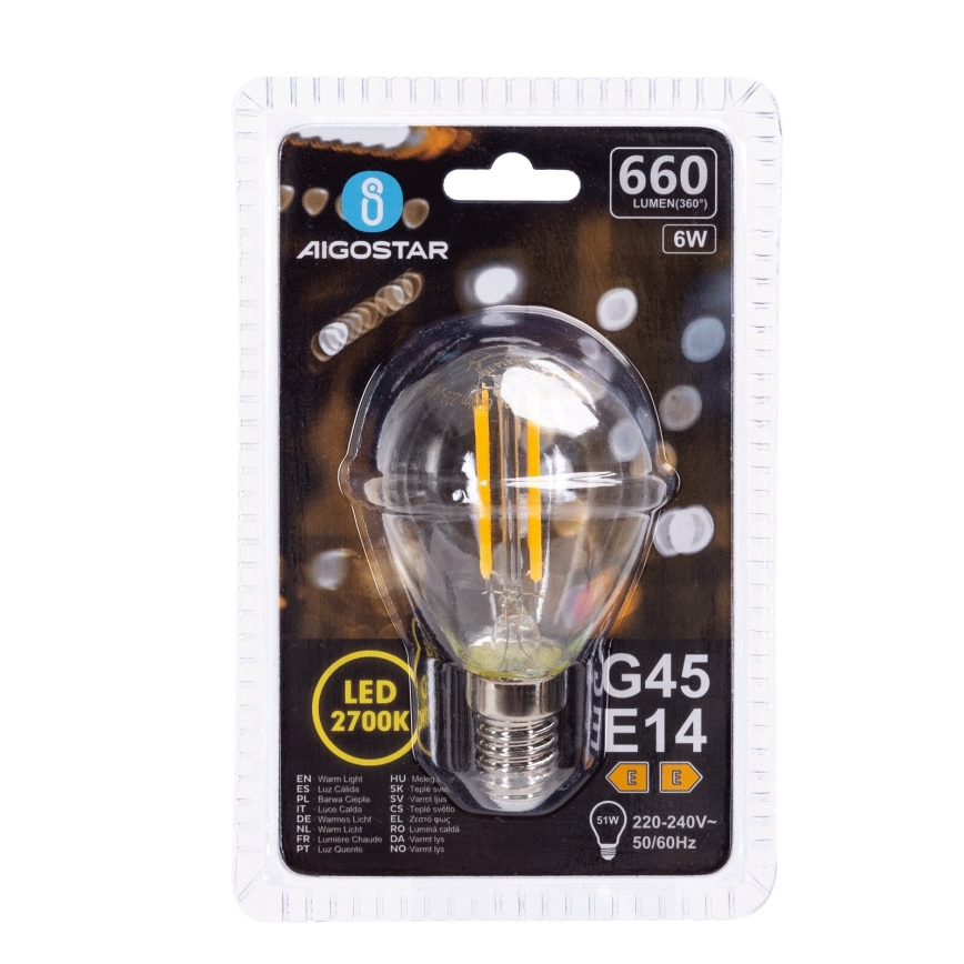 Lampadina LED G45 E14/6W/230V 2700K - Aigostar