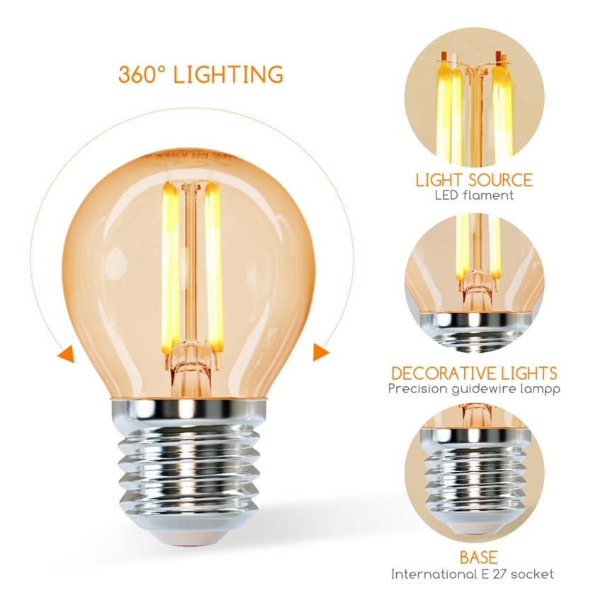 Lampadina LED  G45 E27/4W/230V 2200K - Aigostar