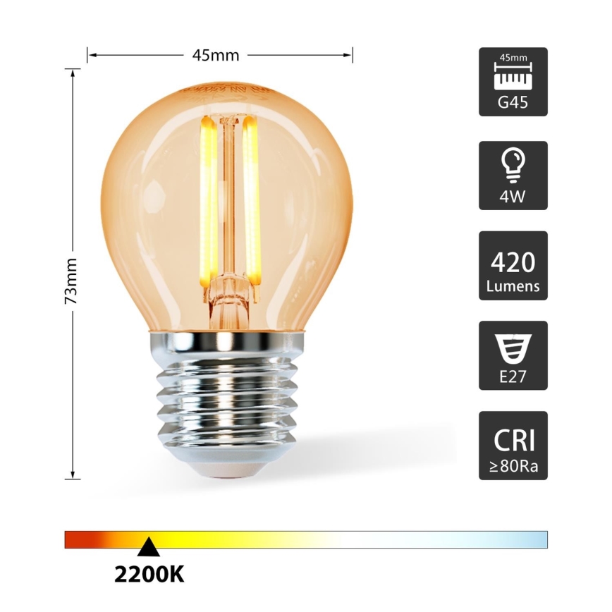 Lampadina LED  G45 E27/4W/230V 2200K - Aigostar