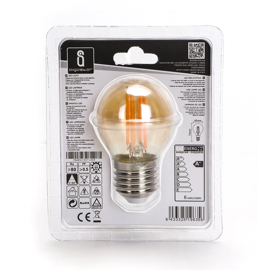 Lampadina LED G45 E27/6W/230V 2200K - Aigostar