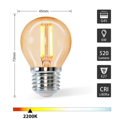 Lampadina LED G45 E27/6W/230V 2200K - Aigostar