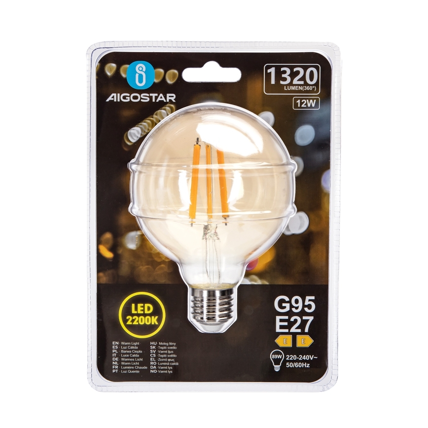 Lampadina LED G95 E27/12W/230V 2200K - Aigostar