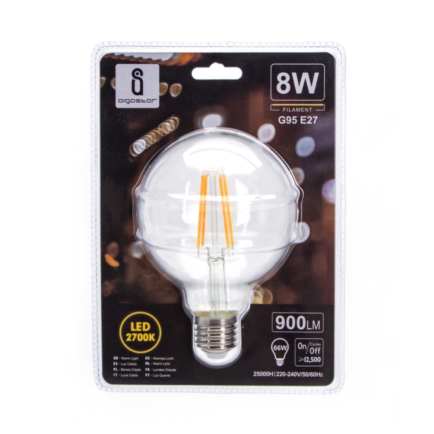 Lampadina LED G95 E27/8W/230V 2700K - Aigostar