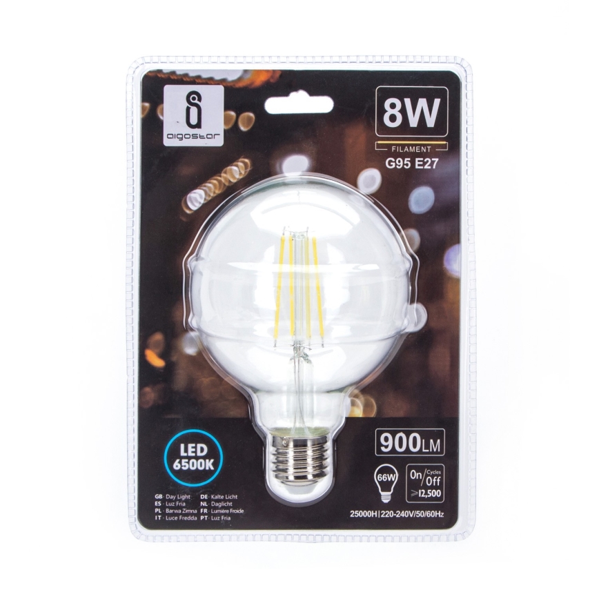 Lampadina LED G95 E27/8W/230V 6500K - Aigostar