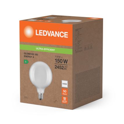 Lampadina LED GLOBE CLASSIC FILAMENT G125 E27/11,6W/230V 4000K - Ledvance