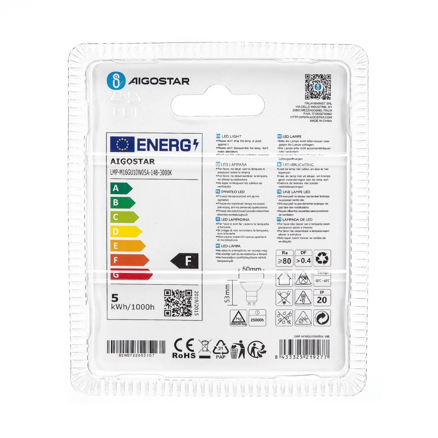Lampadina LED GU10/4,5W/230V 3000K - Aigostar