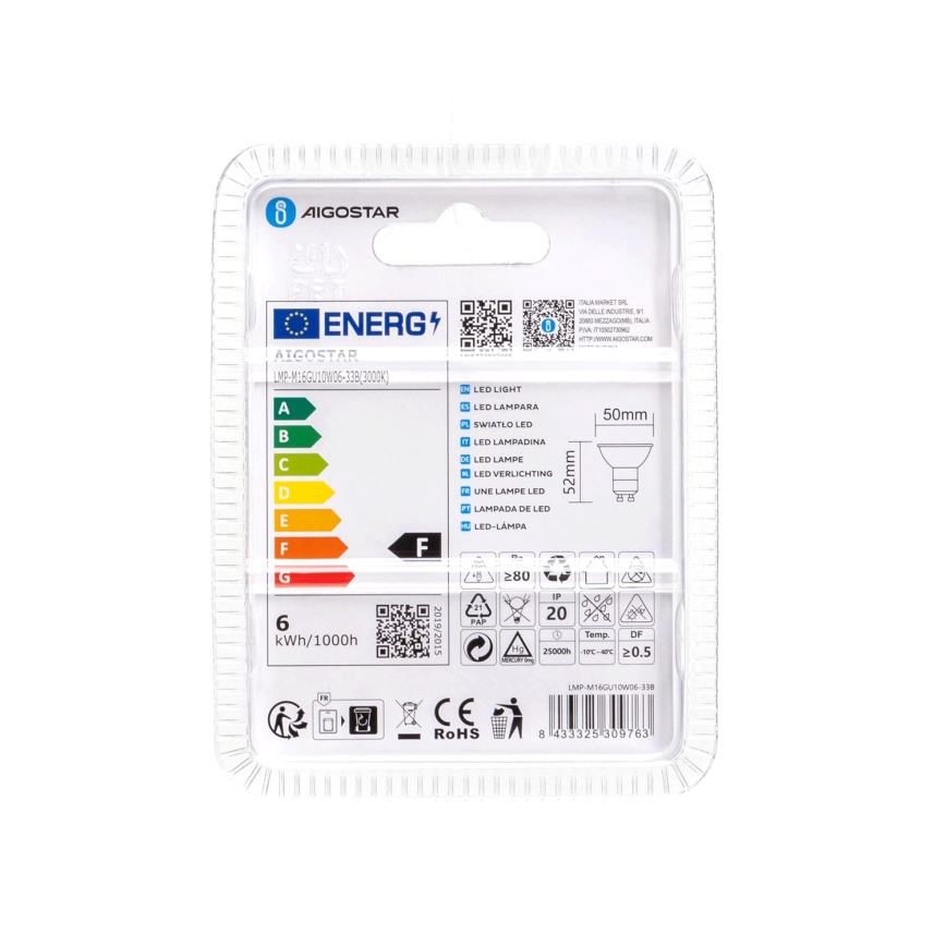 Lampadina LED GU10/6W/230V 3000K - Aigostar