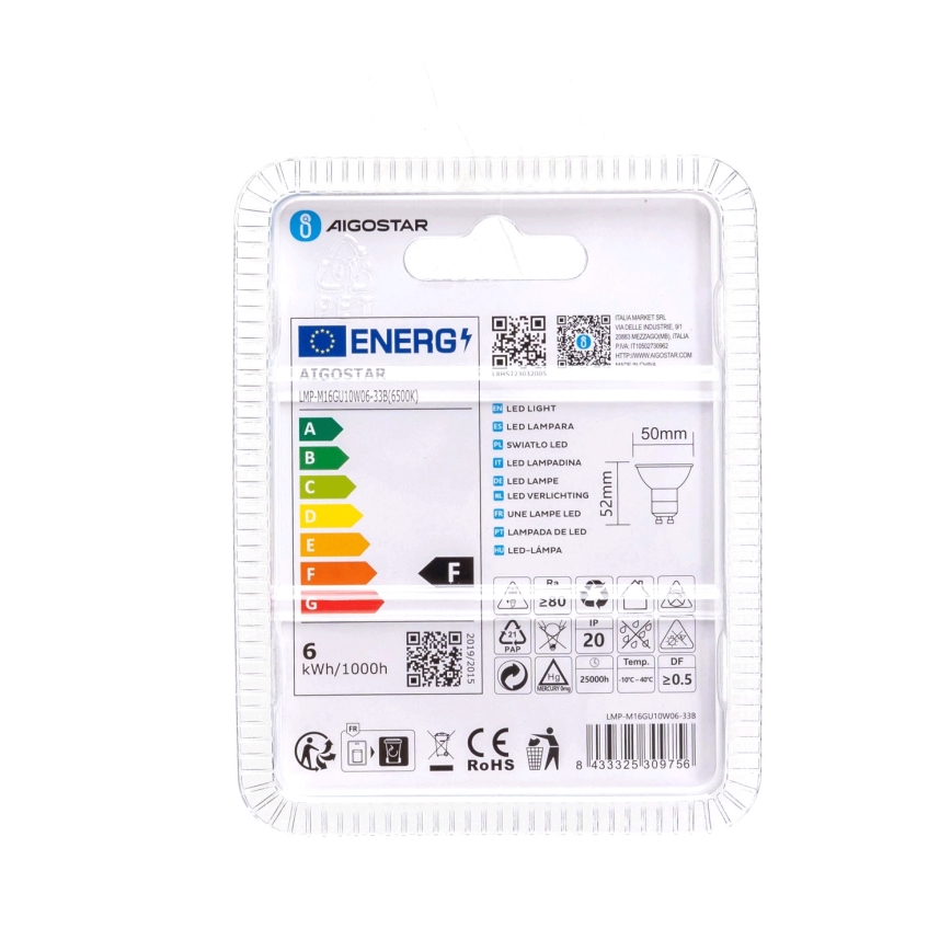 Lampadina LED GU10/6W/230V 6500K - Aigostar
