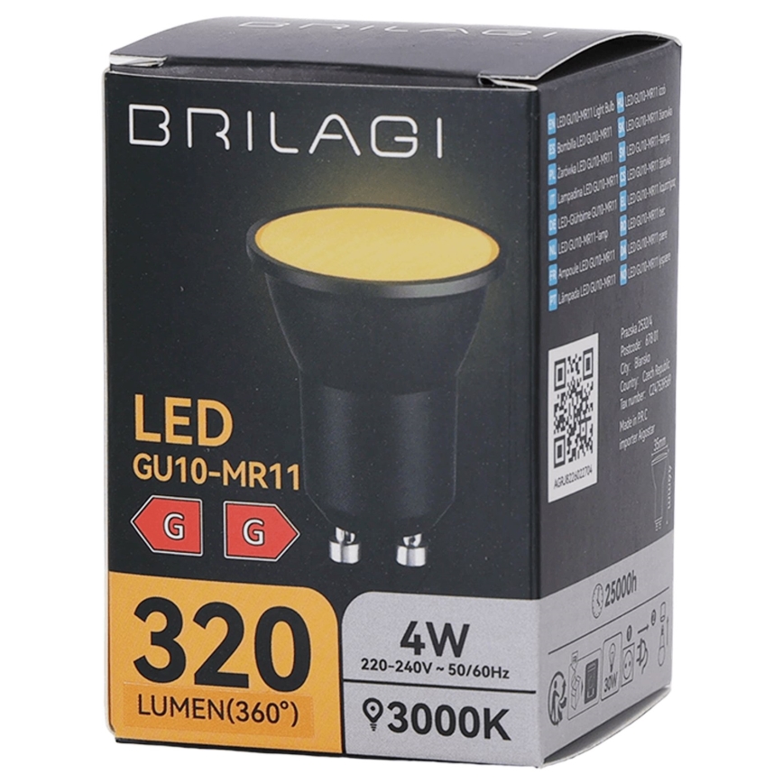 Lampadina LED MR11 GU10/4W/230V 3000K nera - BRILAGI