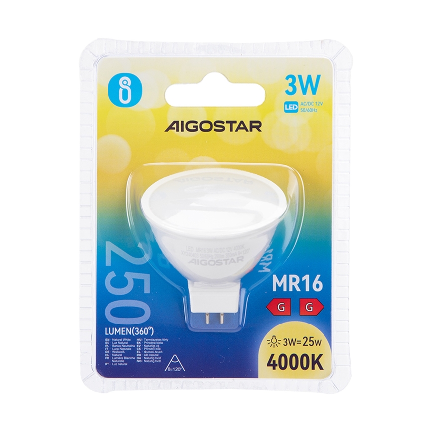 Lampadina LED MR16 GU5,3/3W/12V 4000K - Aigostar
