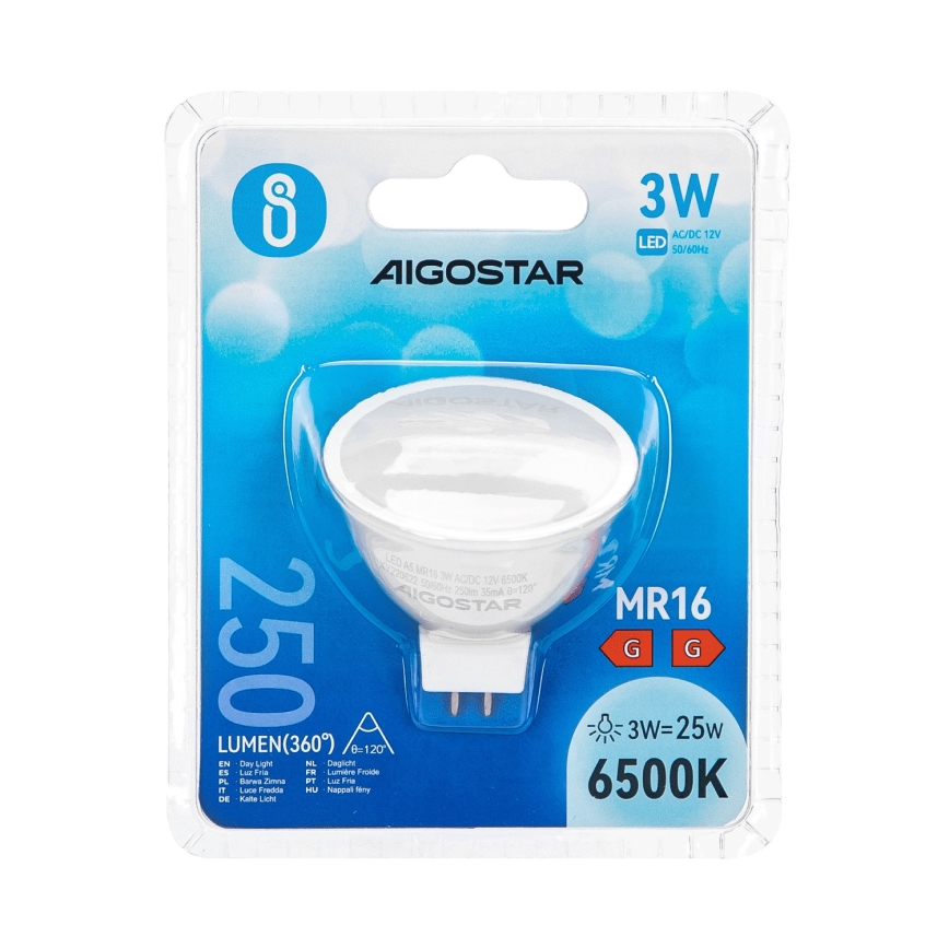Lampadina LED MR16 GU5,3/3W/12V 6500K - Aigostar