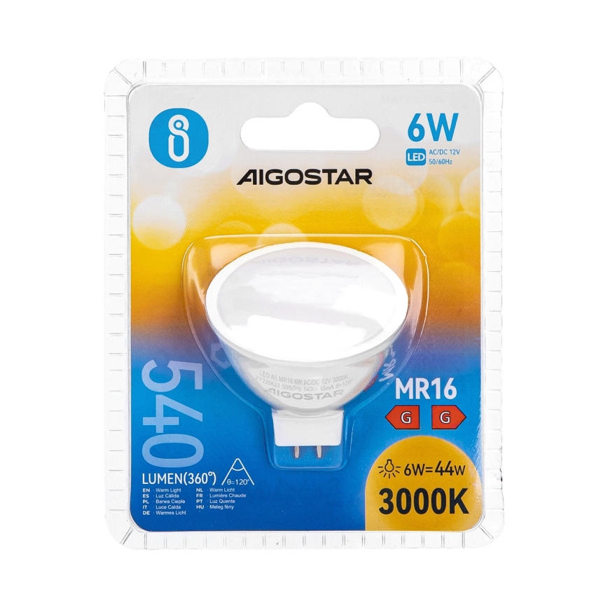 Lampadina LED MR16 GU5,3/6W/12V 3000K - Aigostar