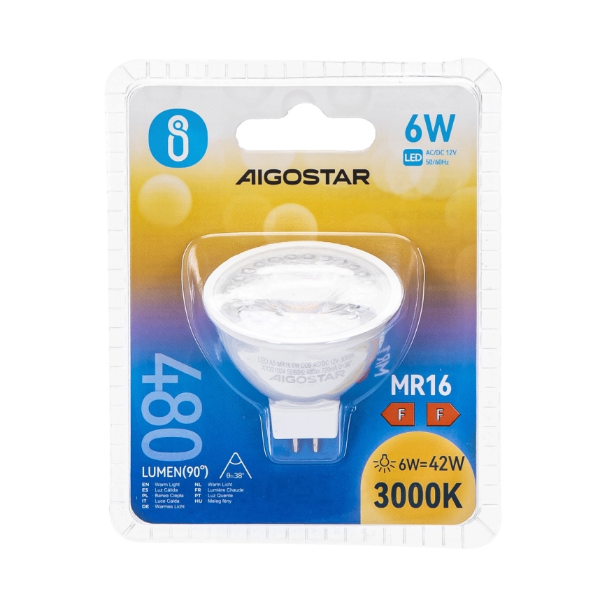 Lampadina LED MR16 GU5,3/6W/12V 3000K - Aigostar