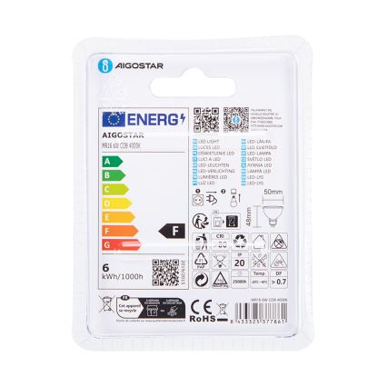 Lampadina LED MR16 GU5,3/6W/12V 4000K - Aigostar
