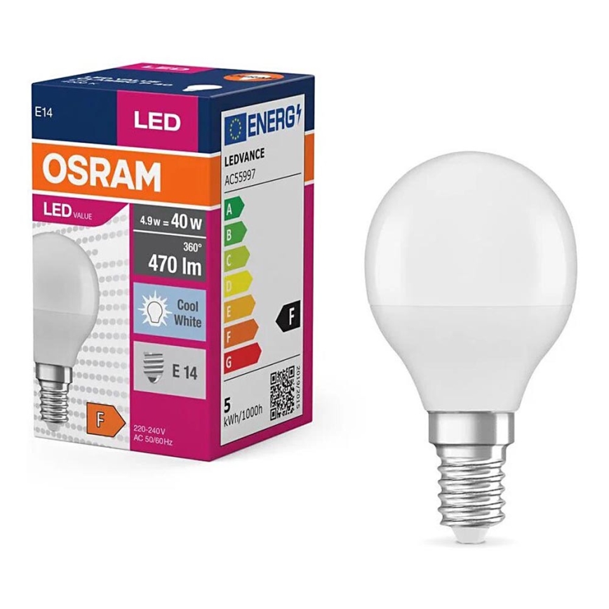 Lampadina LED P40 E14/4,9W/230V 4000K - Osram