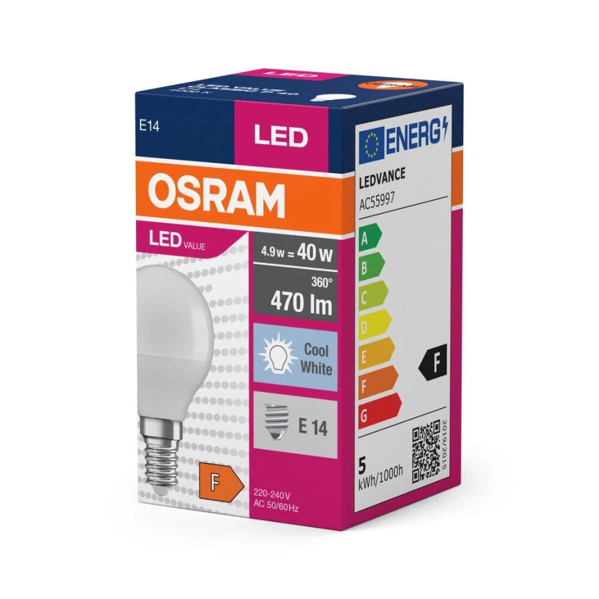 Lampadina LED P40 E14/4,9W/230V 4000K - Osram