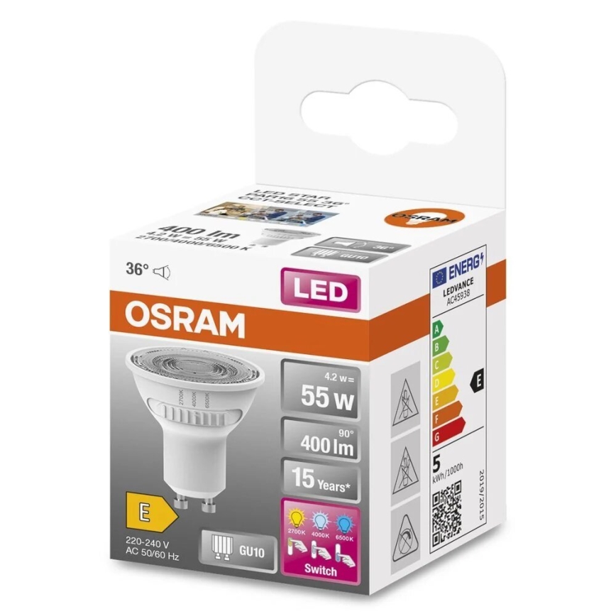 Lampadina LED PAR16 GU10/4,2W/230V 2700/4000/6500K 36° - Osram