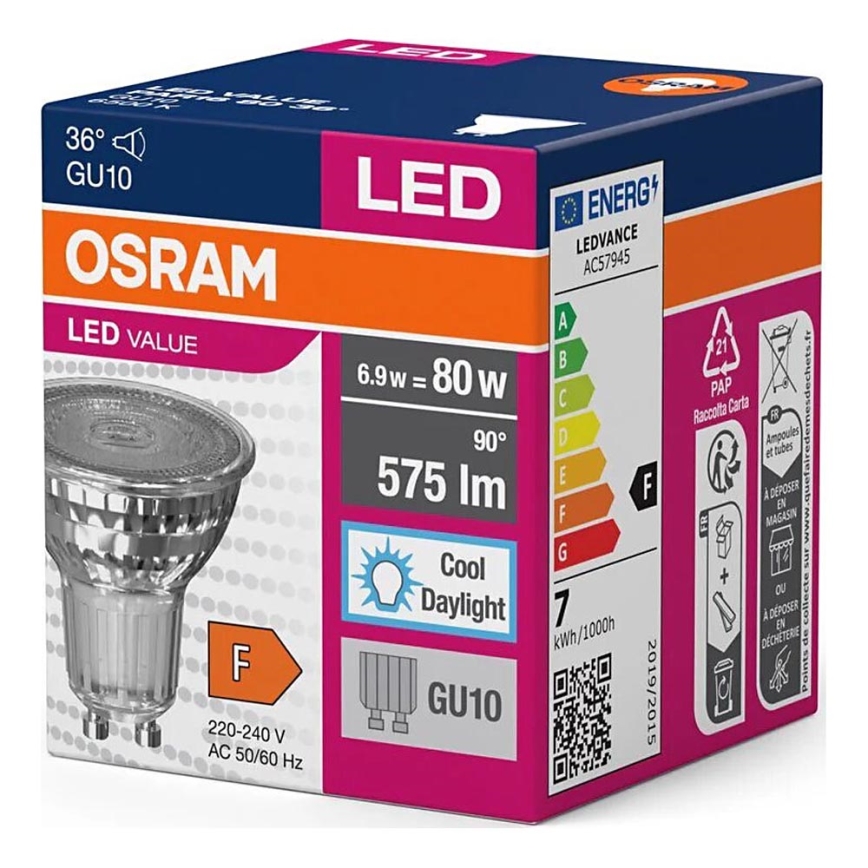 Lampadina LED PAR16 GU10/6,9W/230V 6500K - Osram