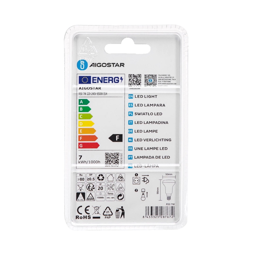 Lampadina LED R50 E14/7W/230V 6500K - Aigostar