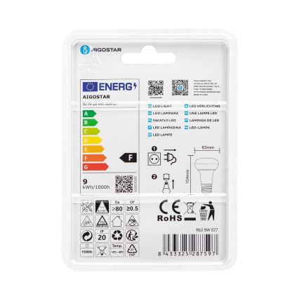 Lampadina LED R63 E27/9W/230V 3000K - Aigostar