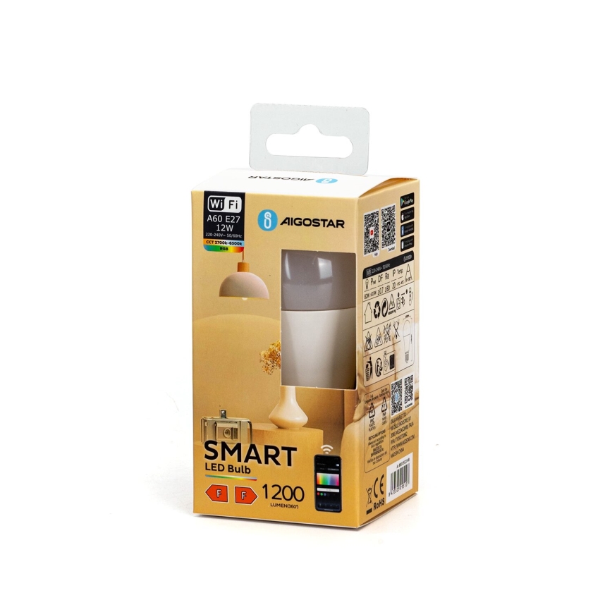 Lampadina LED RGBW dimmerabile A60 E27/12W/230V 2700-6500K Wi-Fi - Aigostar