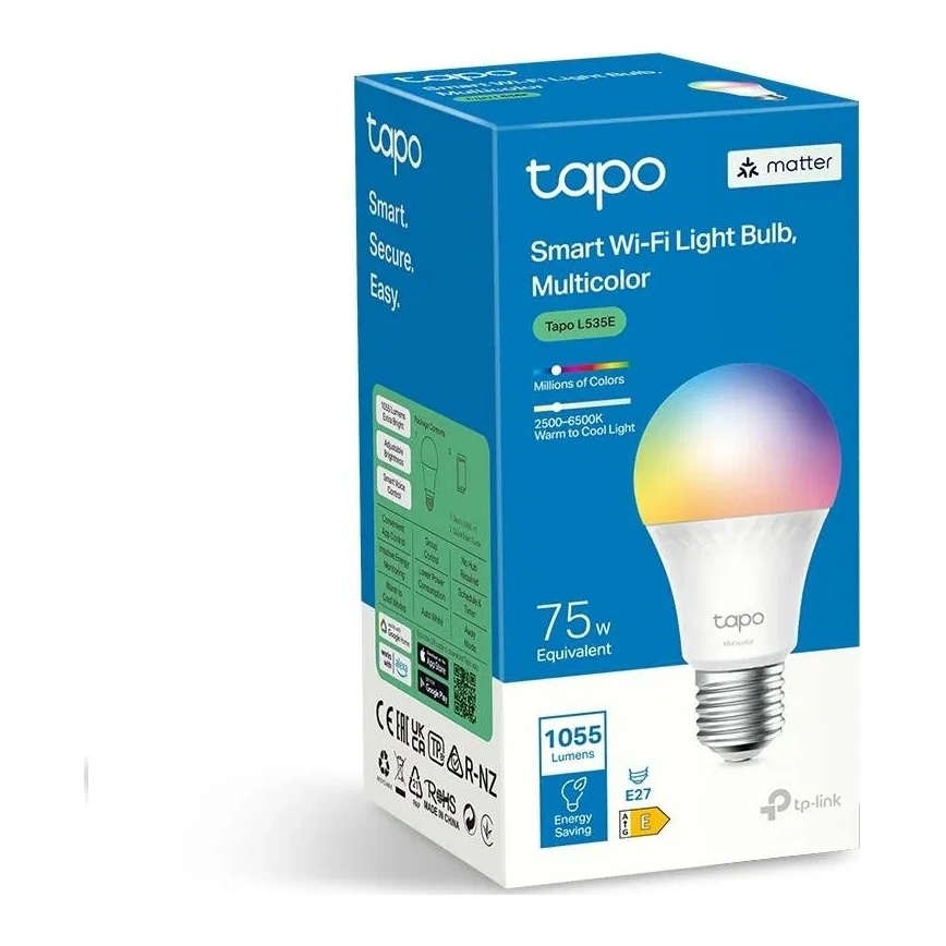 Lampadina LED RGBW dimmerabile MATTER A60 E27/8,6W/230V 2500-6500K Wi-Fi - TP-Link
