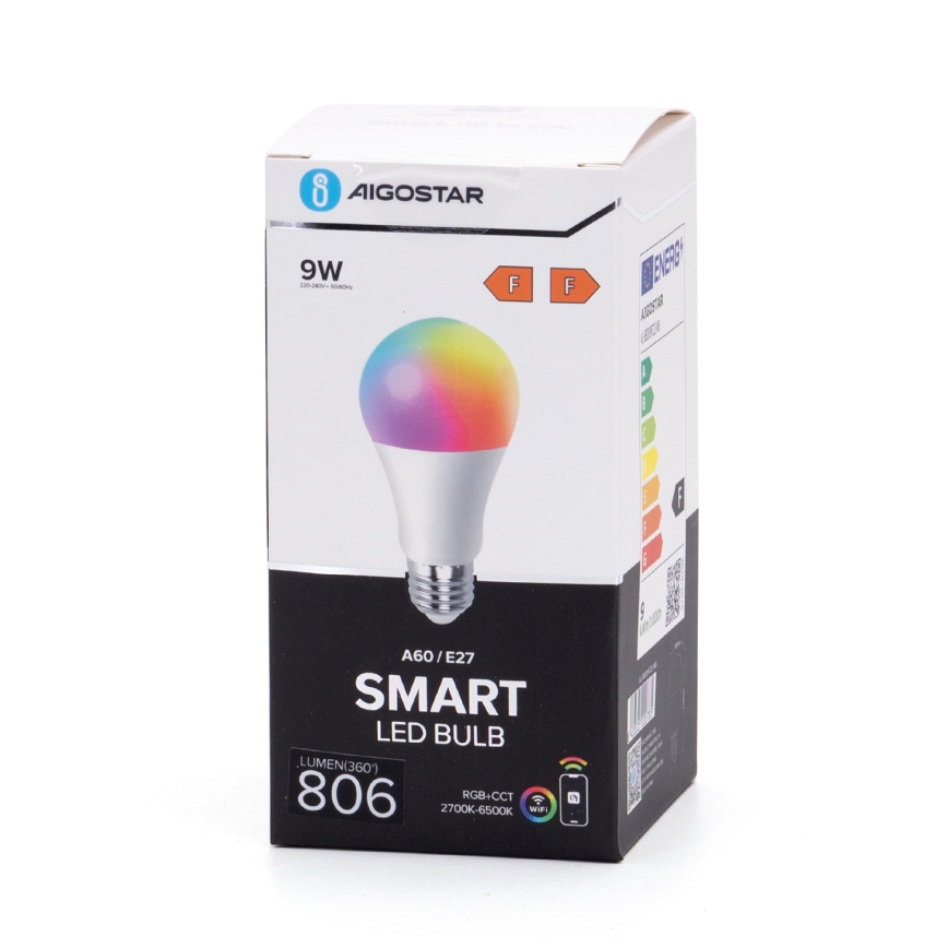 Lampadina LED RGBW dimmerabile A60 E27/9W/230V 2700-6500K Wi-Fi - Aigostar