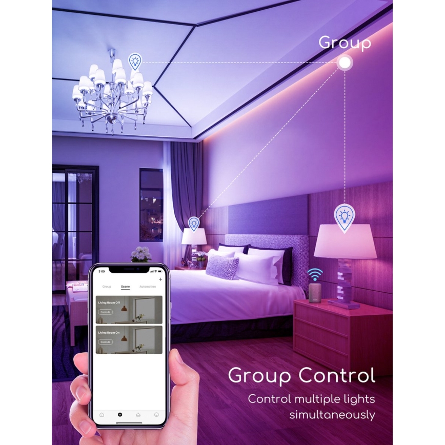 Lampadina LED RGBW dimmerabile C37 E27/7W/230V 3000-6500K Wi-Fi - Aigostar
