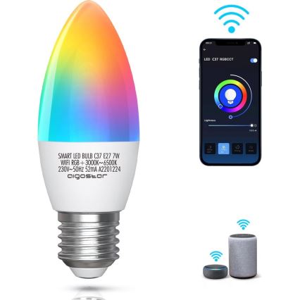 Lampadina LED RGBW dimmerabile C37 E27/7W/230V 3000-6500K Wi-Fi - Aigostar