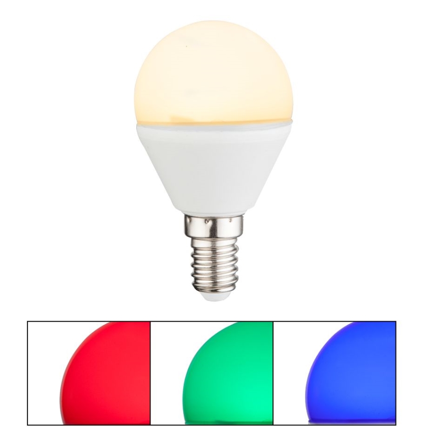 Lampadina LED RGBW dimmerabile E14/4,9W/230V 2700K + telecomando - Globo