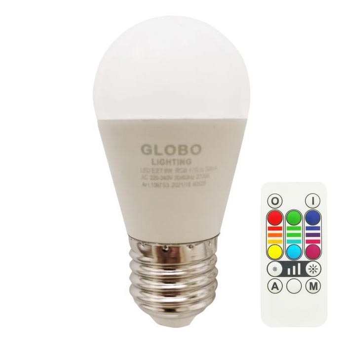 Lampadina LED RGBW dimmerabile E27/6W/230V 3000K + telecomando - Globo
