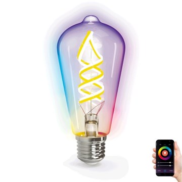 Lampadina LED RGBW dimmerabile FILAMENT ST64 E27/4,9W/230V 2700-6500K Wi-Fi - Aigostar