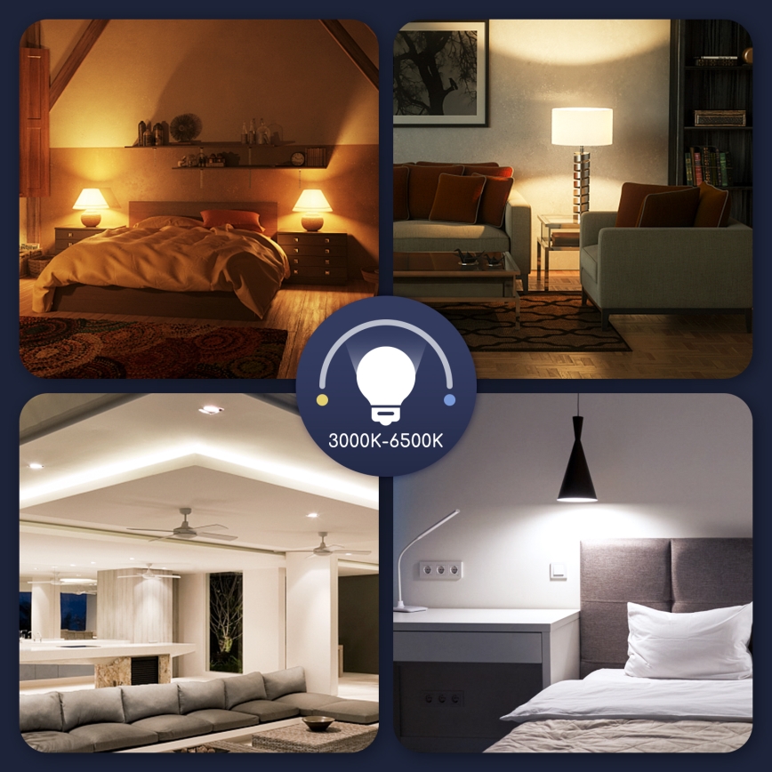 Lampadina LED RGBW dimmerabile G45 E27/5W/230V 3000-6500K Wi-Fi - Aigostar
