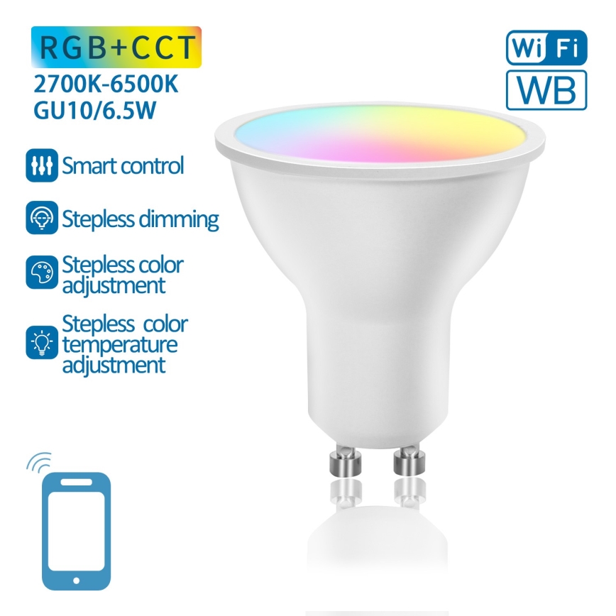Lampadina LED RGBW dimmerabile GU10/6,5W/230V 2700-6500K Wi-Fi - Aigostar