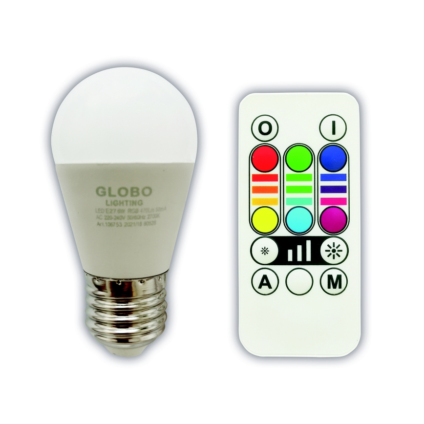 Lampadina LED RGBW dimmerabile E27/6W/230V 3000K + telecomando - Globo