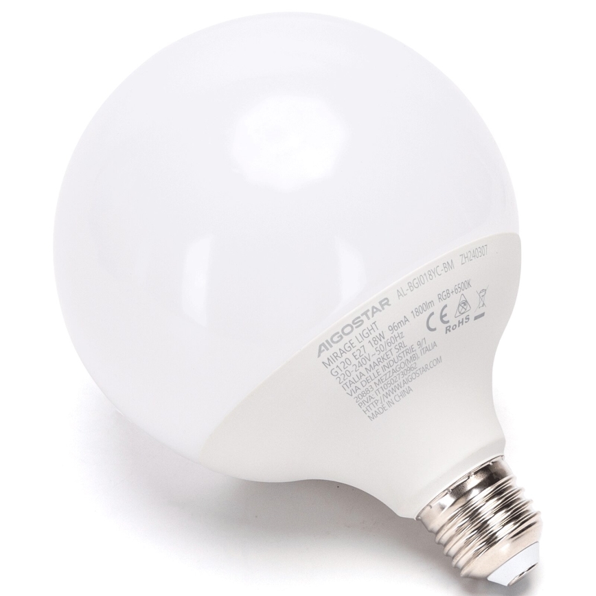 Lampadina dimmerabile LED RGBW MESH G120 E27/18W/230V 6500K con telecomando - Aigostar