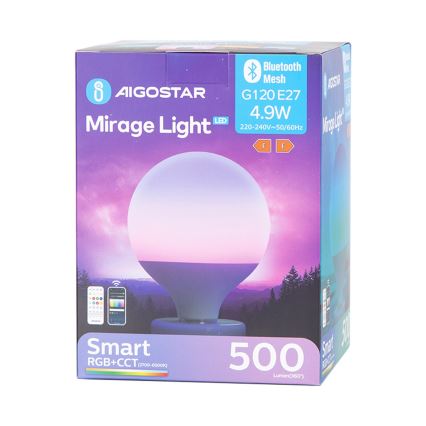 Lampadina LED RGBW dimmerabile MESH G120 E27/4,9W/230V 2700-6500K + telecomando - Aigostar