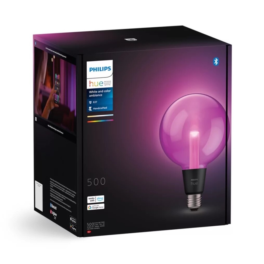 Lampadina LED RGBW dimmerabile Philips Hue White And Color Ambiance G125 E27/6,8W/230V 2000-6500K